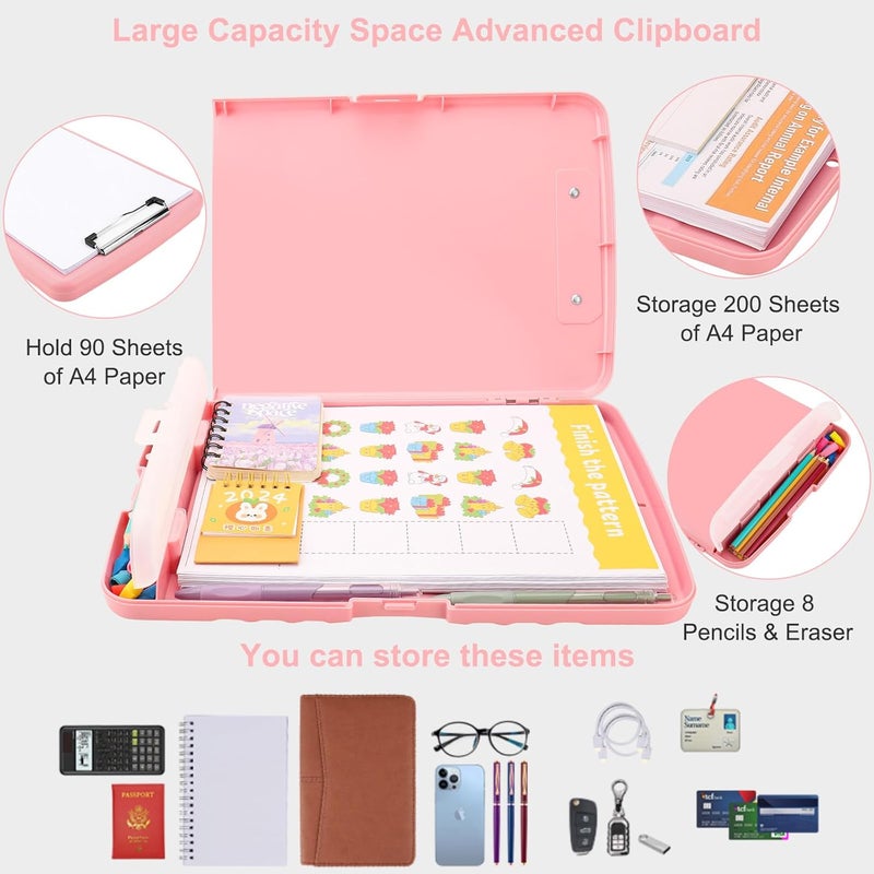 SFLHHDM Clipboard with Pen Holder, Legal Size Nursing Clipboards with Storage, Plastic Clip Boards for Writing, Lightweight Cute Clipboard Storage with Low Profile Clip for Work, Office - Image 2